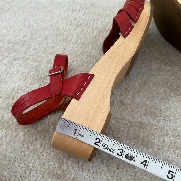 Swedish Hasbeens Red Strappy Clogs Sandals Shoes 40 - Picture 10 of 11